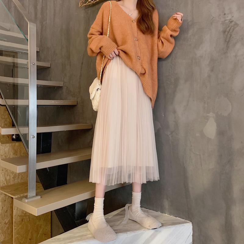 Chân váy Ielgy chữ A lưng cao phối lưới thời trang cho nữ