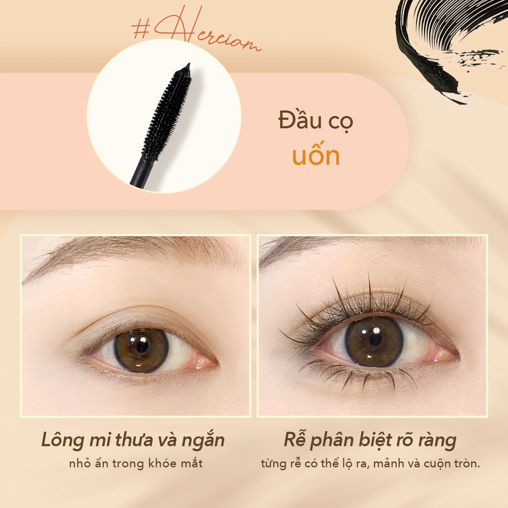 [Hàng mới về] Mascara HEREIAM đầu cọ silicon ô liu công thức khô nhanh làm dày chống nước lâu trôi 47g