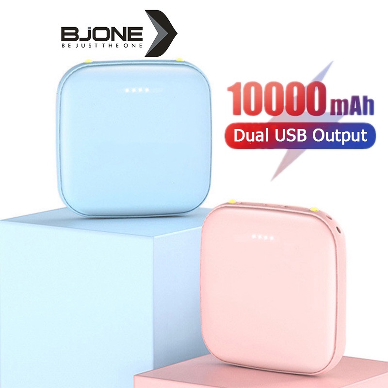 Sạc dự phòng BJONE 10000mAh mini cổng đầu ra USB kép có đèn LED nhỏ gọn thông dụng thích hợp cho Android iPhone
