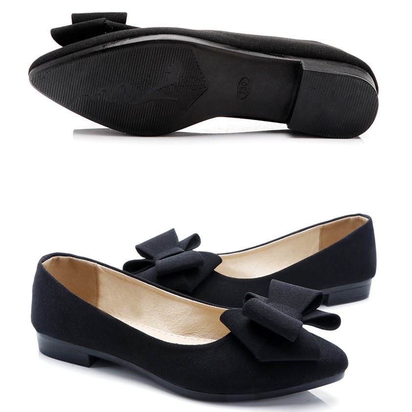 [FORM RỘNG] Giày búp bê đính nơ mũi nhọn chất đẹp kiểu dáng sang trọng | BigBuy360 - bigbuy360.vn