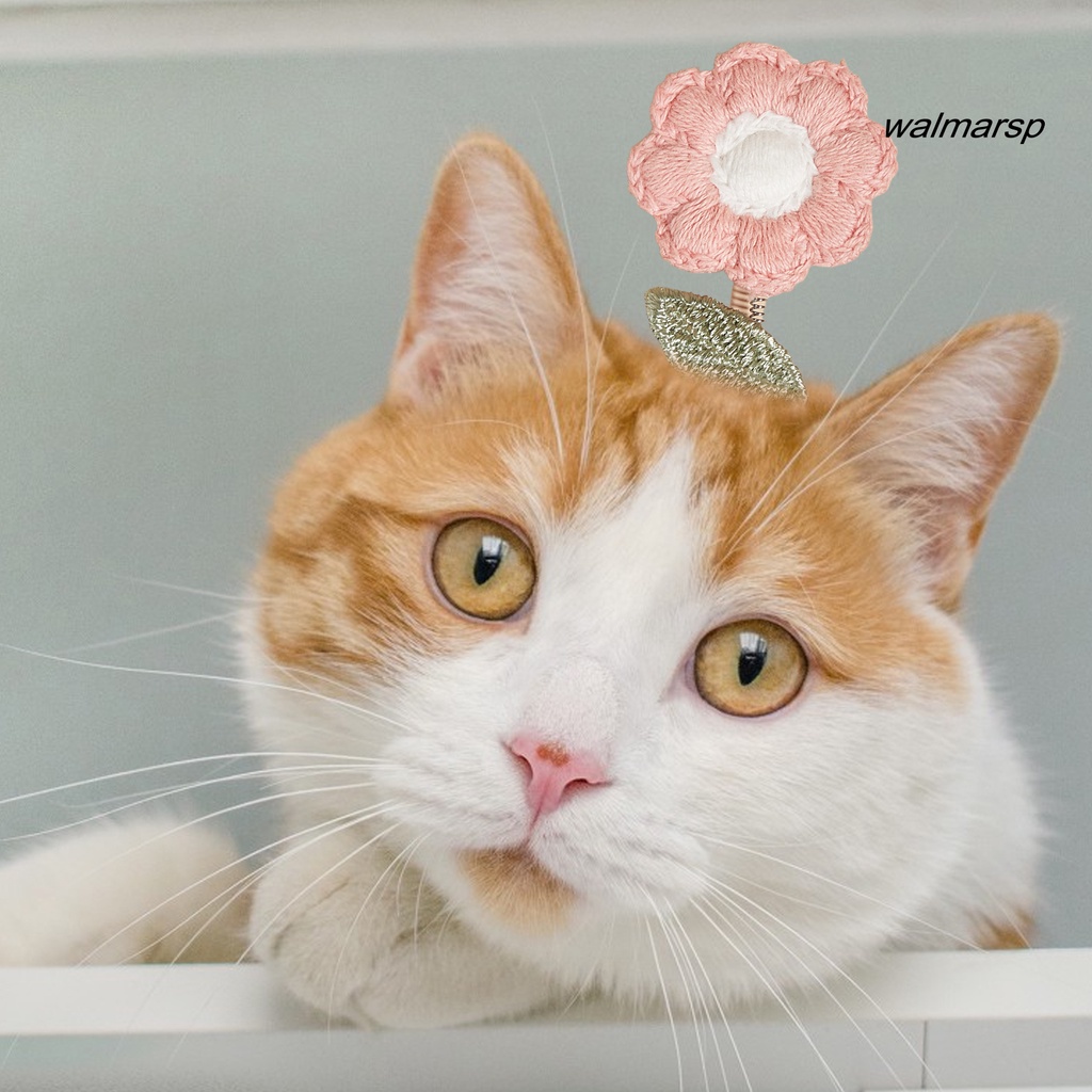 Kẹp Tóc Đan Len Hình Hoa / Mèo Hoạt Hình Dễ Thương Cho Thú Cưng