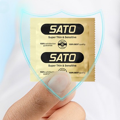 Bao cao su SATO- 100% Cao su tự nhiên siêu mỏng 0,049mm (Hộp 12 bao)