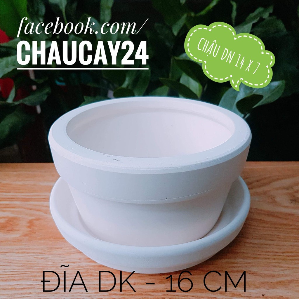 Chậu đất nung 14x7 cm (KÈM DĨA LÓT) trồng cây cảnh mini, sen đá, xương rồng, tiểu cảnh