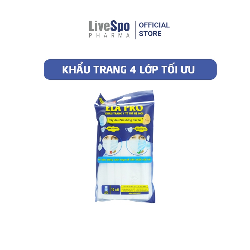   1 Túi Khẩu trang y tế LiveSpo - Gói 10 chiếc/ túi
