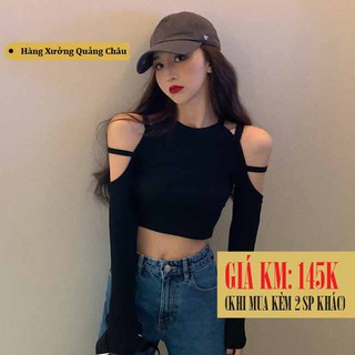 [SẴN] Áo croptop thun gân tay dài Ulzzang Quảng Châu ATC6