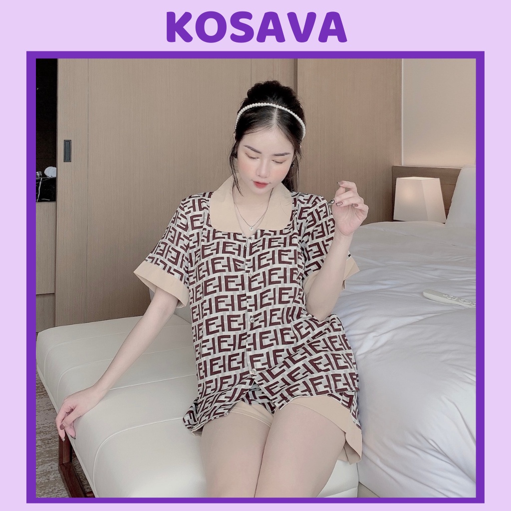 Đồ bộ nữ pijama quần đùi cổ sen họa tiết cute dễ thương chất liệu mango cao cấp KOSAVA
