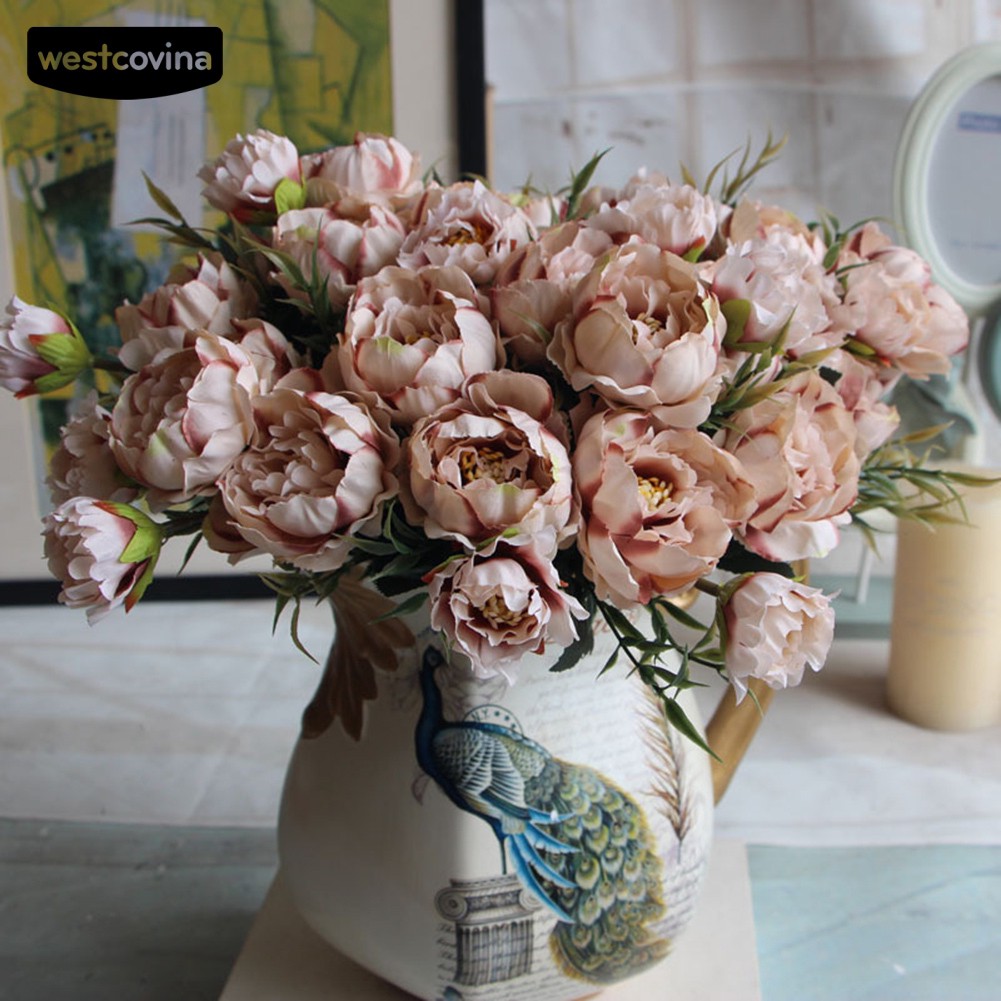 Bó Hoa Mẫu Đơn Giả Bằng Lụa Dùng Trang Trí