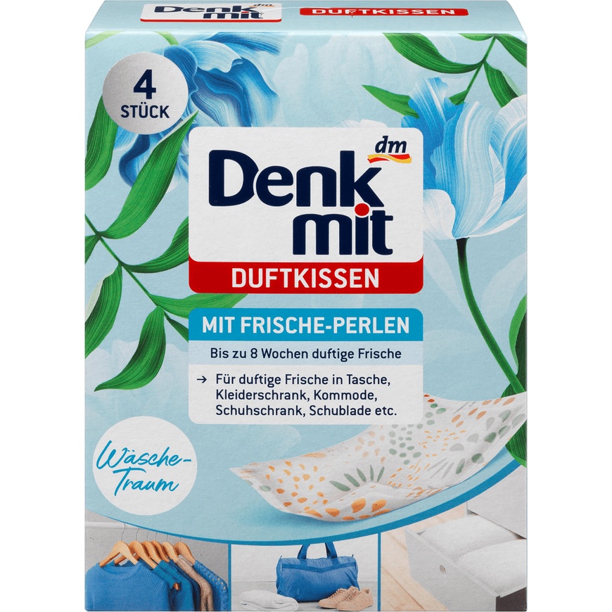 Denkmit - Túi thơm hương hoa treo tủ quần áo Wäsche-Traum, dùng trong 8 tuần, hộp 4 miếng - hàng nhập khẩu Đức