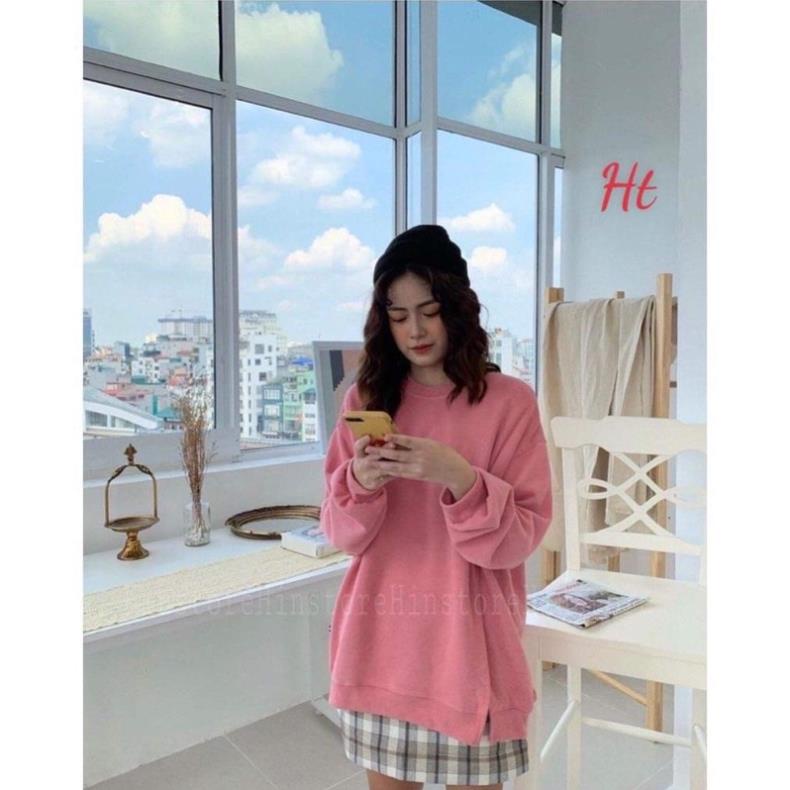 Áo nỉ dài tay xẻ tà lệch bên Ht