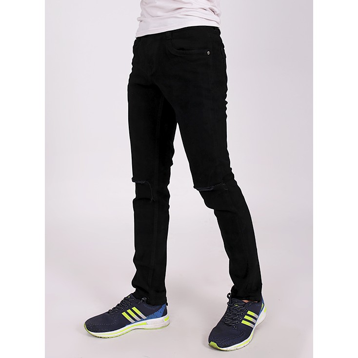 QUẦN JEANS ĐEN RÁCH GỐI Unisex