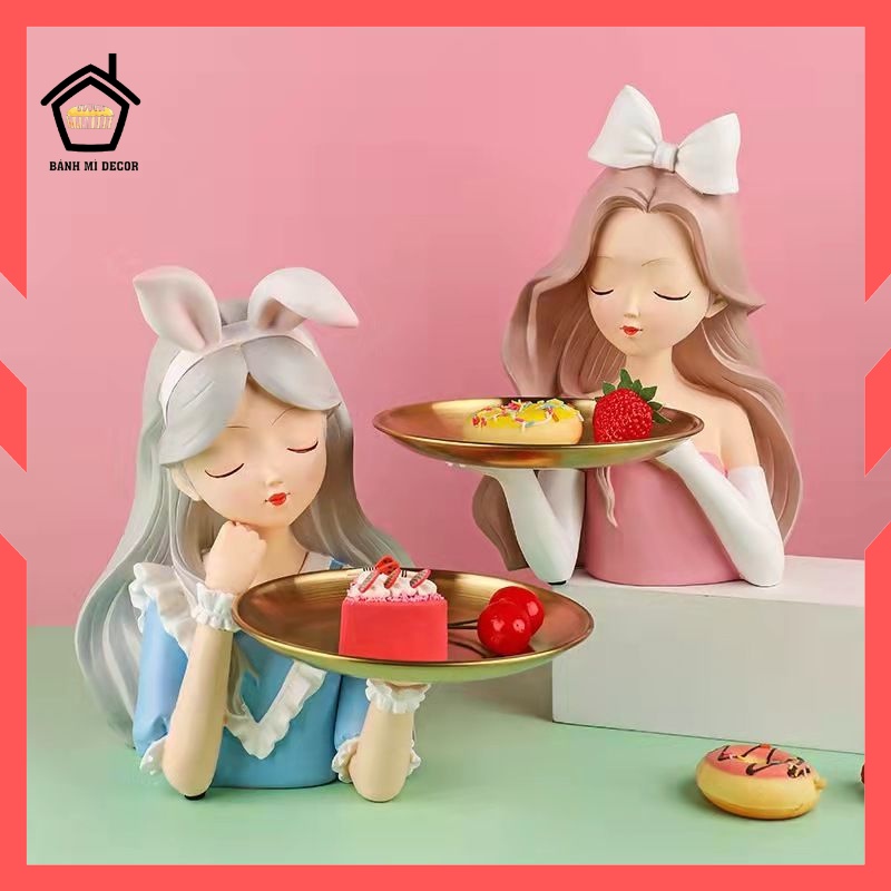 Khay đựng bánh kẹo,chìa khóa hình cô gái tóc dài phong cách Bắc Âu