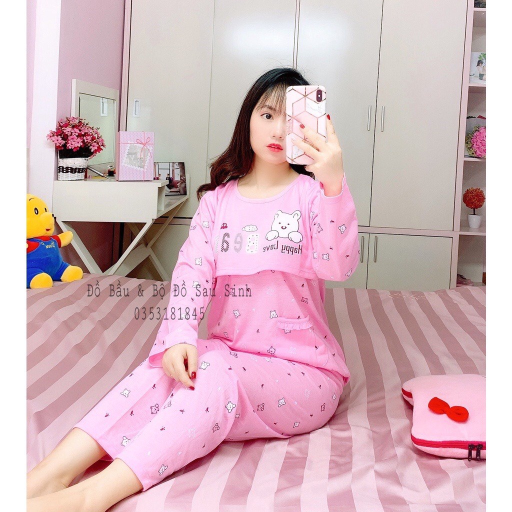 Bộ bầu - bộ sau sinh - cho con bú - chất liệu cotton