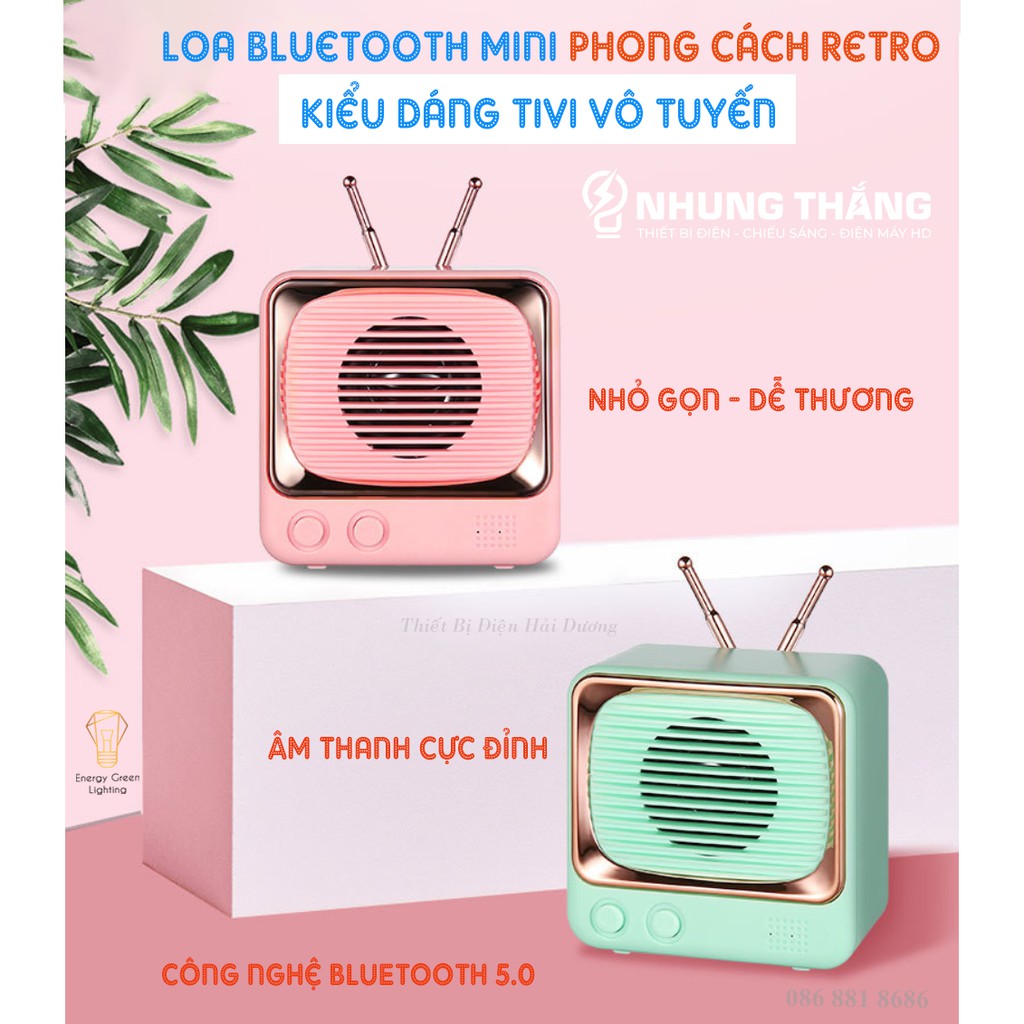 Loa Blutooth Mini DW02 - Phong Cách Retro - 4 Màu Thanh Lịch - Công Nghệ Bluetooth 5.0 - Energy Green Lighting - BH 1Năm