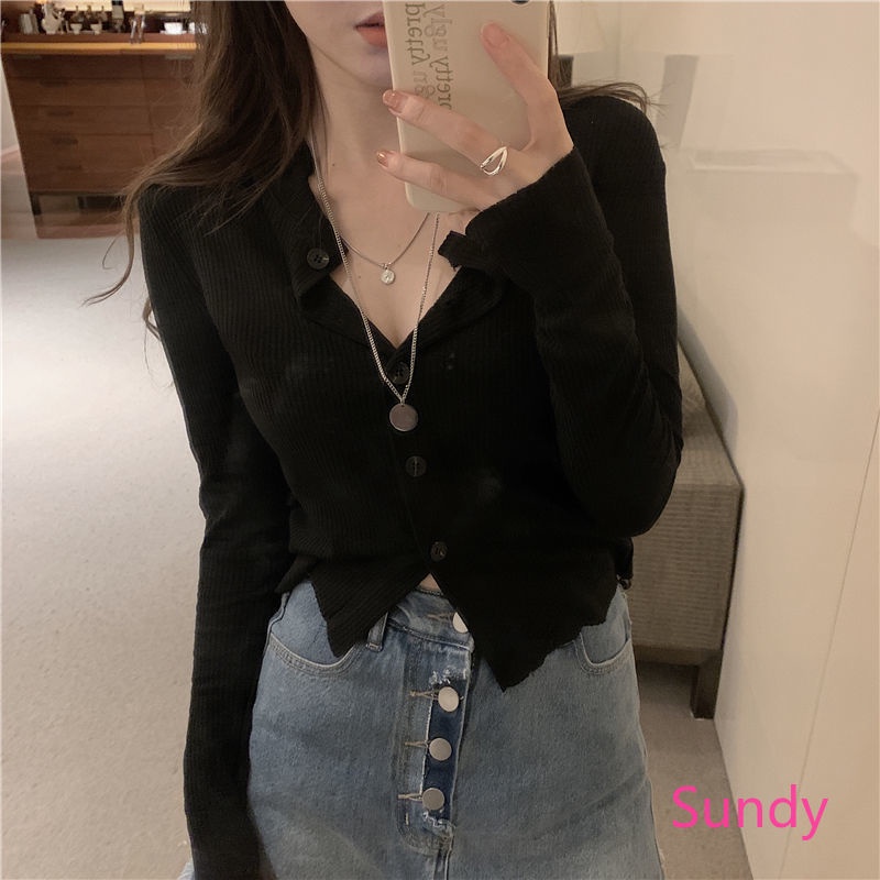 Áo Dệt Kim Tay Dài Thời Trang Mùa Thu Kiểu Hàn Quốc Cho Nữ