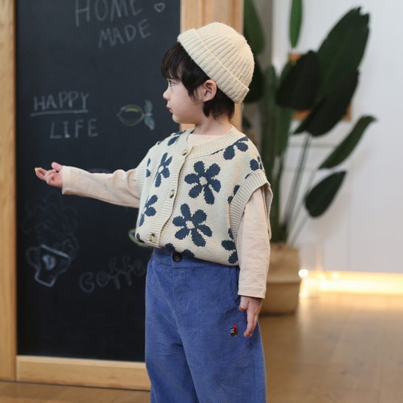 [Babycat] Hàng Có Sẵn Áo Khoác Cardigan Dệt Kim Không Tay Phong Cách Hàn Quốc Nhật Bản Thời Trang Xuân Thu Hàng Mới Dành Cho Bé Trai Và Bé Gái