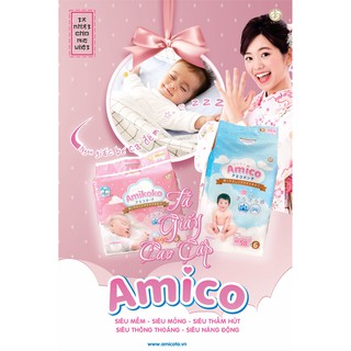 [Phân phối độc quyền tại Việt Nam] Thanh lý Bỉm Amico nội địa nhật dán/quần cộng thêm miếng NB96/S88/M64