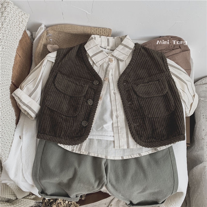 Áo Sơ Mi Họa Tiết Kẻ Sọc Thời Trang Xuân Thu Mới Cho Bé Trai Và Gái