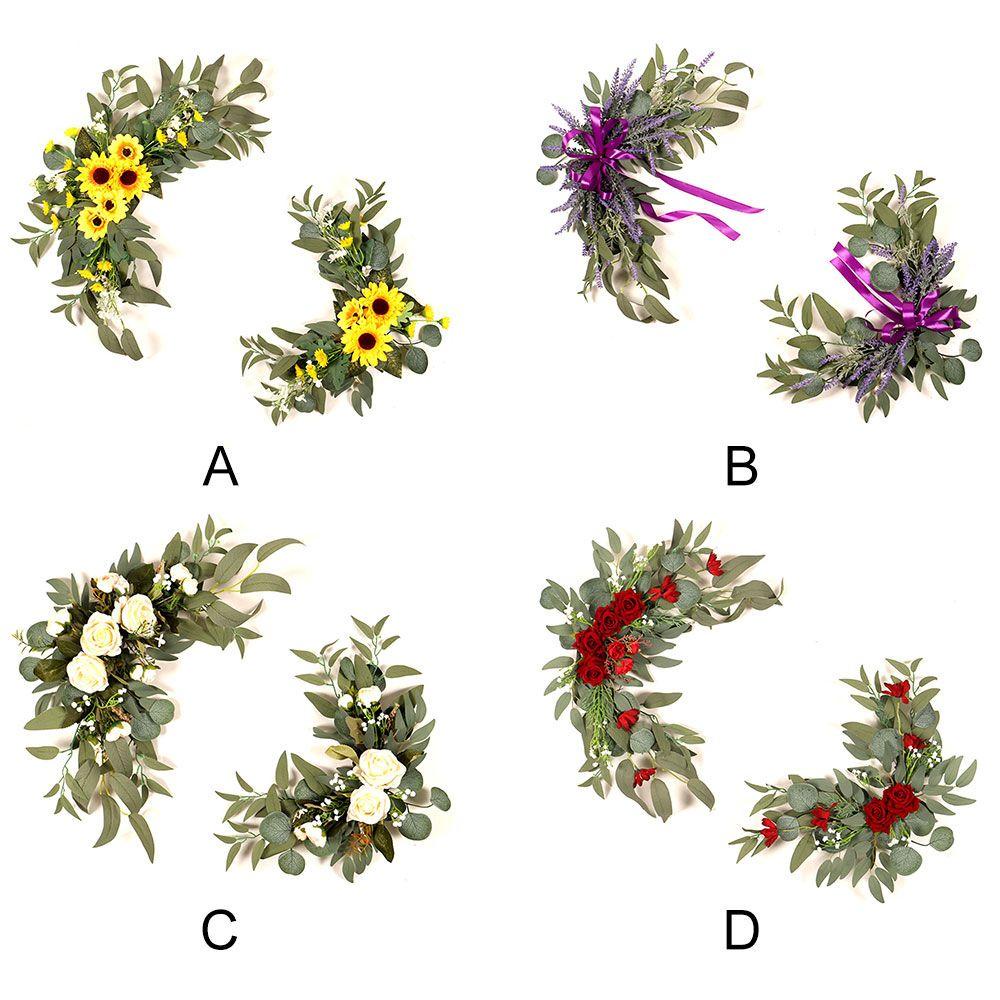 KUNHEV Set 2 Vòng Hoa Mẫu Đơn Nhân Tạo Treo Tường / Cửa Ra Vào Trang Trí Nội Thất