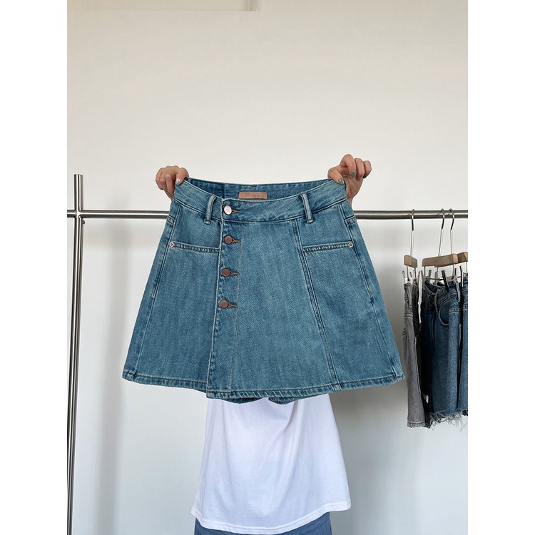 Chân váy jean Mỏng Lưng Cao Nhiều Nút Thời Trang Mùa Hè 2022 Mới Cho Nữ