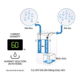 Máy hút ẩm và tạo ion Sharp DW-D20A-W (Hàng chính hãng, Công suất 20 lít/ngày, Diện tích 50m2, Bảo hành 12 tháng)