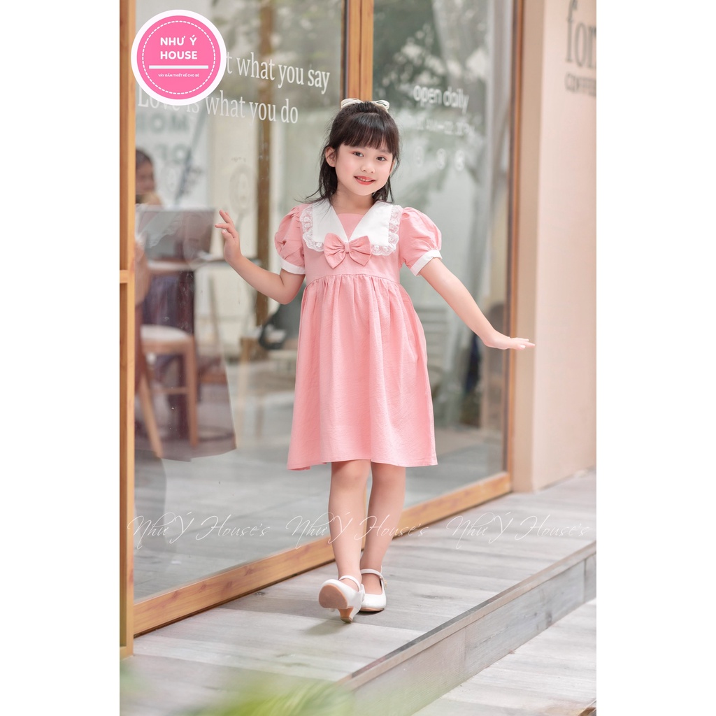 Váy bé gái đi học size đại 6-32kg 💝𝑭𝑹𝑬𝑬𝑺𝑯𝑰𝑷💝NHƯ Ý HOUSE'S-  Đầm bé đi học 0123456789 tuổi- váy thô đũi hồng cổ thuyền