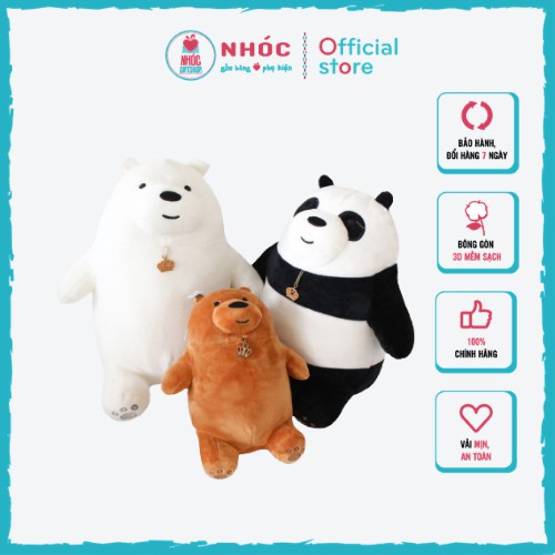 Thú bông gấu We Bare Bears lông mịn - NHÓC (3 màu 75cm)