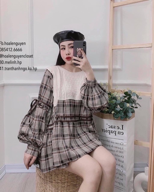 Áo babydoll kẻ pha len về sẵn nha khách , hàng qccc nên khách khỏi phải lăn tăn về chất liệu , bao đẹp y ảnh quý zị nhé.