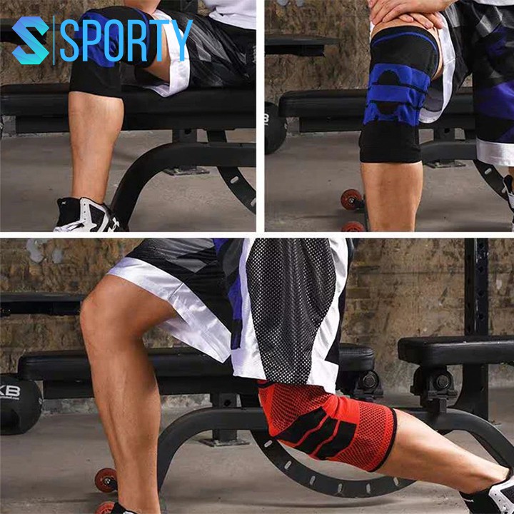 Băng quấn đầu gối SPORTY 1123X vải dệt tích hợp đai đeo lò xo