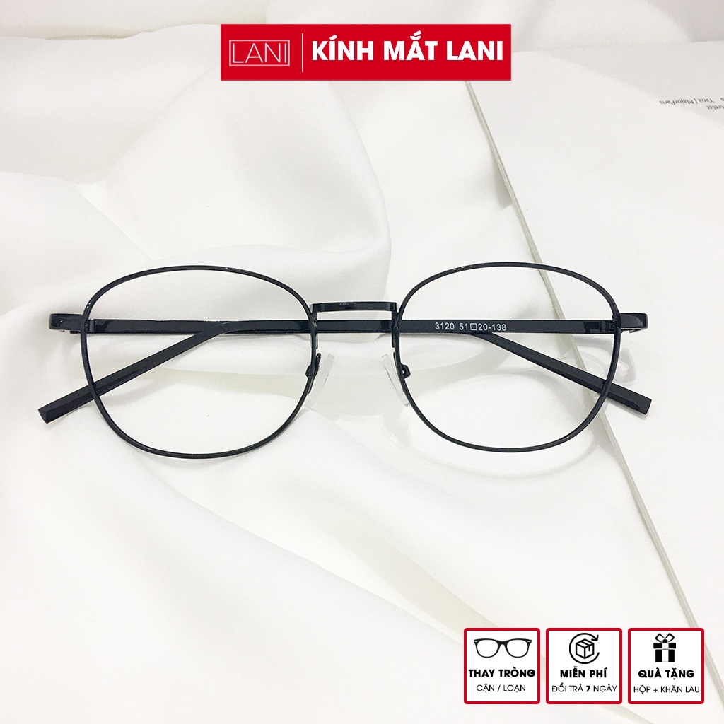 Gọng kính cận nam nữ dáng bầu chữ nhật kim loại chắc chắn Lani 3120 - Lắp mắt cận có độ theo yêu cầu