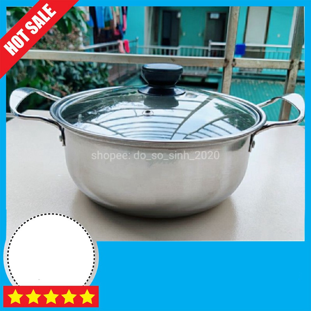 Xoong / Nồi inox 20cm nắp kính 🔥FREESHIP🔥 Dùng mọi loại bếp