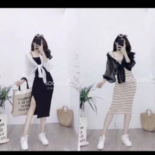 [ FREESHIP ] Áo sơ mi voan cột nơ U02411