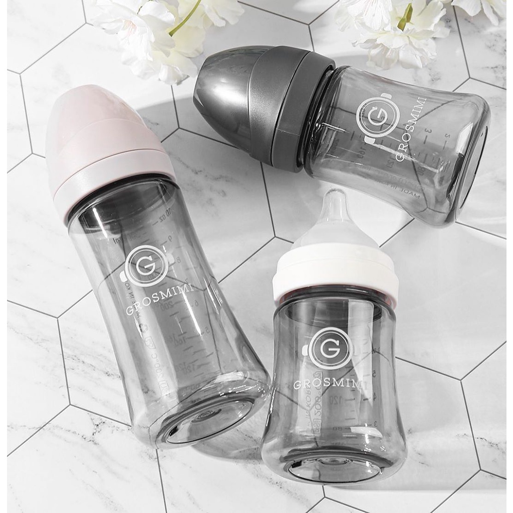 Bình sữa/ bình ống hút tay cầm Grosmimi Dark size 200ml