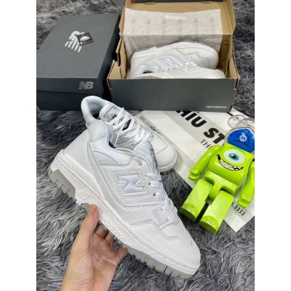 Giầy Thể Thao New Balance 500 White Grey -NB 550 Trắng Xám Phiên Bản 2022 |Lót Rời - Đế Khâu