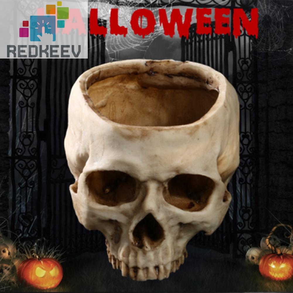 Chậu trồng cây bằng resin hình đầu lâu độc đáo