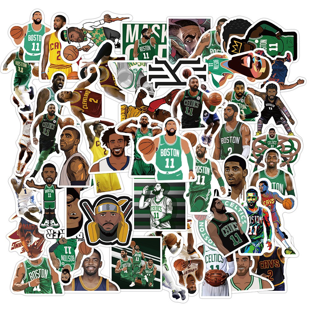 Sticker Bóng Rổ 50 Hình Dán Decal Logo Kyrie Irving Chất Liệu PVC Chống Nước Tiện Dụng Dán Xe Laptop Mũ Bảo Hiểm