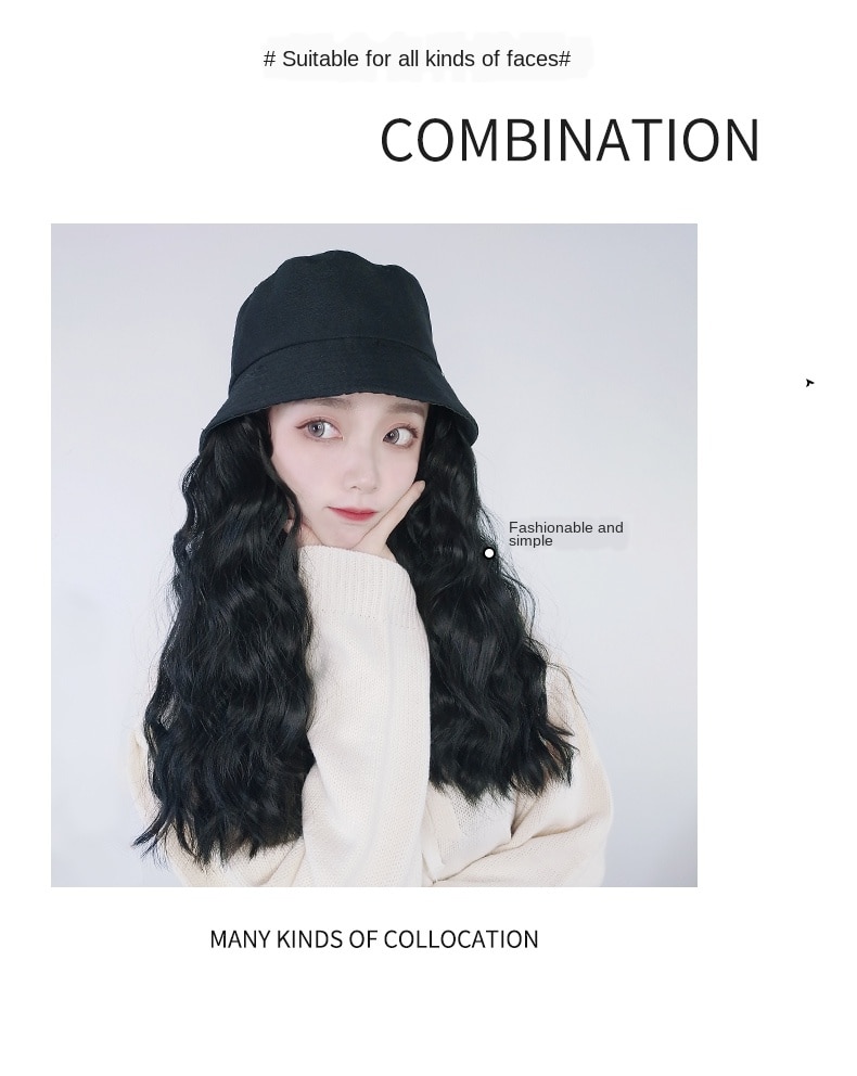 WOMEN'S short-sleeved curly hair long-sleek conical hair hats fall and winter Internet people famous Korean fashion style head fit cod free shipping in stock