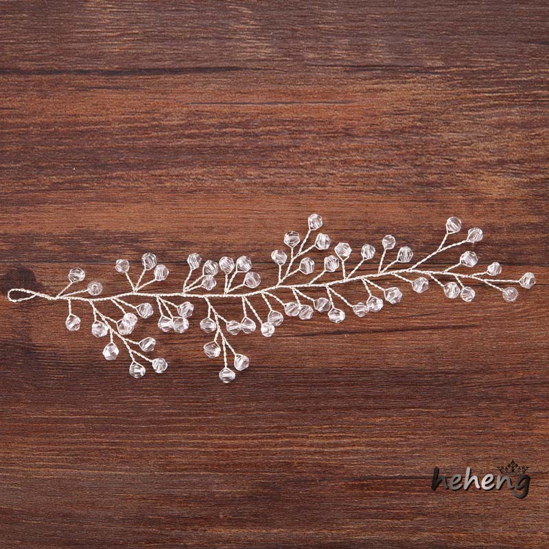 Băng Đô Cài Tóc Hình Lá Handmade Đính Pha Lê Và Ngọc Trai Cho Cô Dâu