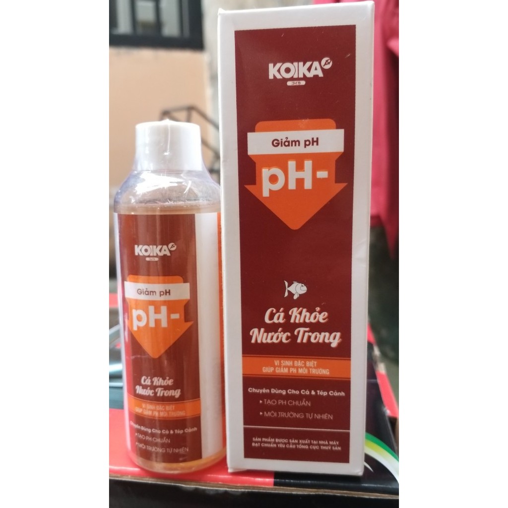 KOIKA pH-, pH+ Dung dịch giảm và tăng pH cho hồ cá cảnh, hồ thủy sinh, chai 100 VÀ 250ML