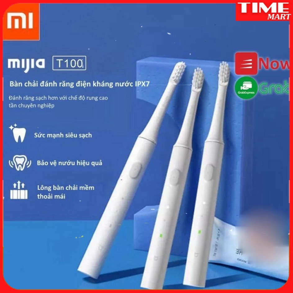 Bàn chải điện xiaomi Mijia T100 pin sạc kháng nước ipx7. Bảo vệ nướu cho mọi lứa tuổi [TIME_MART