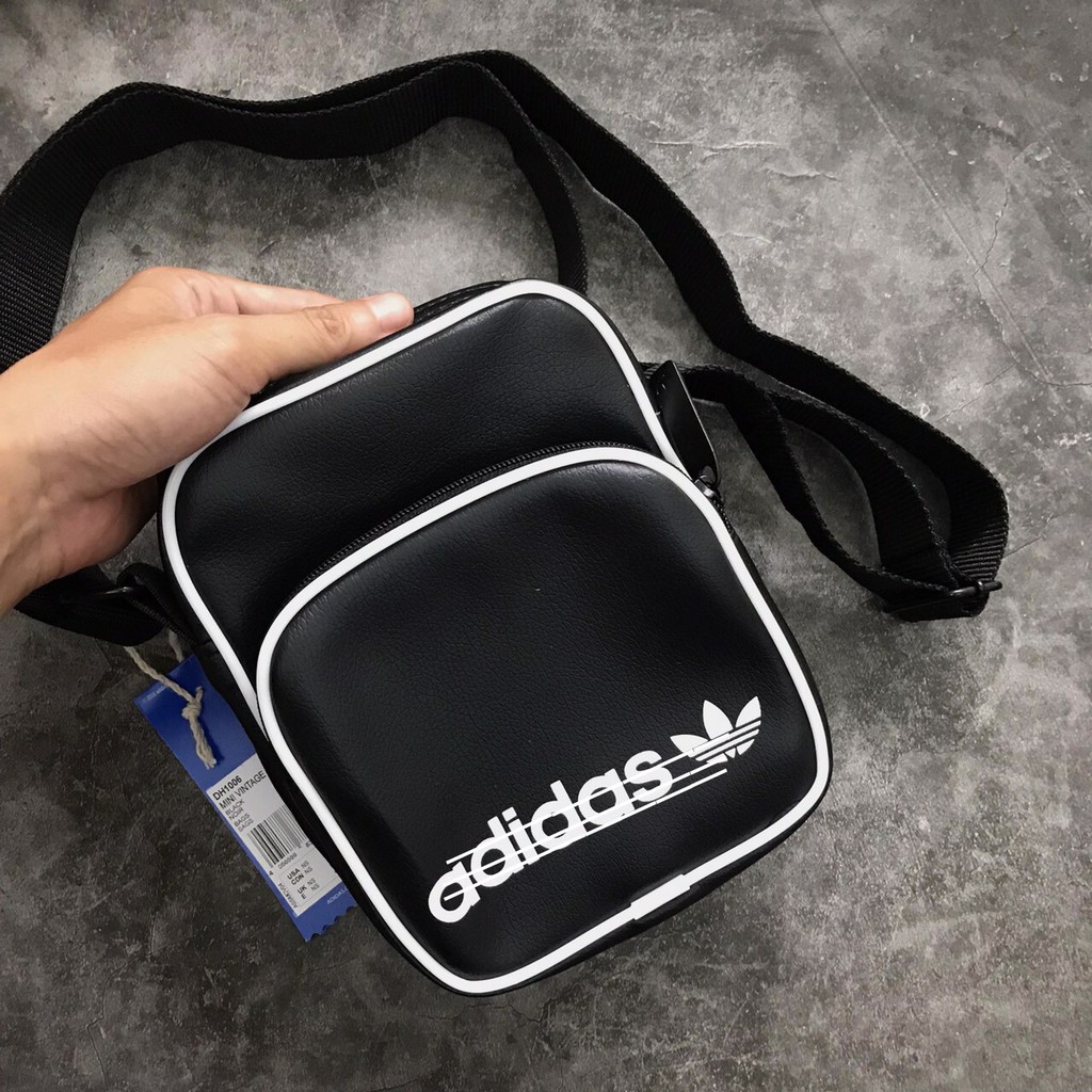 Túi Adidas đeo chéo mini bag vintage đen XUẤT DƯ FULL TEM TAG CODE | DH1006