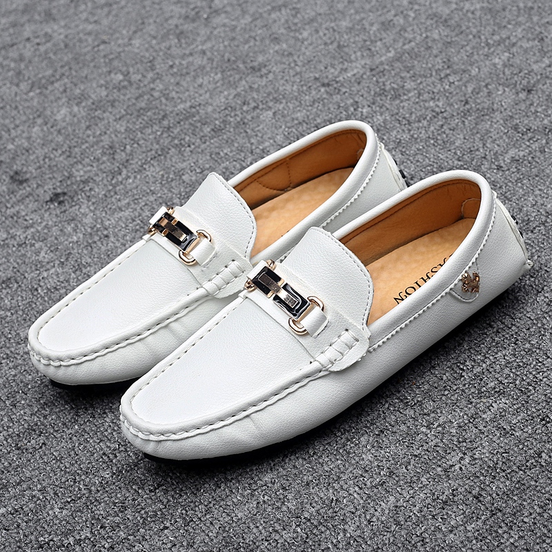 Giày lười da bò màu trắng size 38-48 cho nam