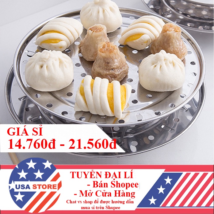 Khay Xửng CHÕ HẤP INOX Để Đồ Chiên Dạng ĐĨA LỖ TRÒN V3 - 3 Chân Kê Xưởng Hấp Bánh, Giá Đồ Xôi, Bánh Bao, Đồ Ăn Đa Năng