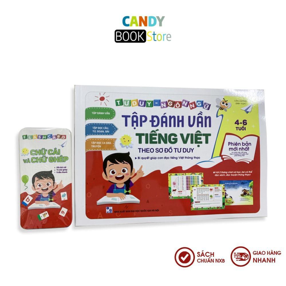Sách - Tập đánh vần Tiếng Việt theo sơ đồ tư duy bé từ 4-6 tuổi kèm thẻ flashcard