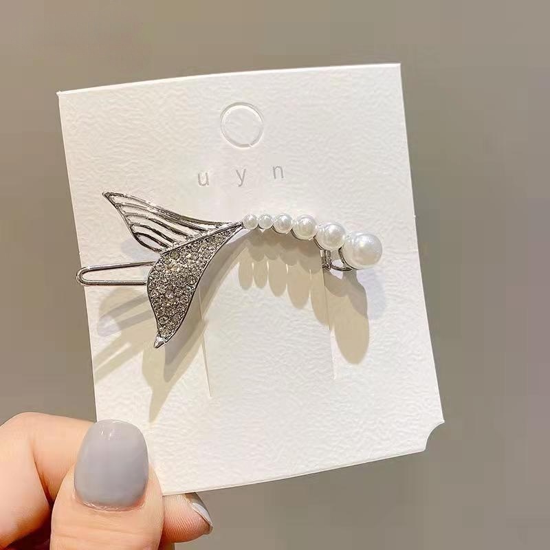 Kẹp tóc hình đuôi cá đính ngọc trai nhân tạo sang trọng