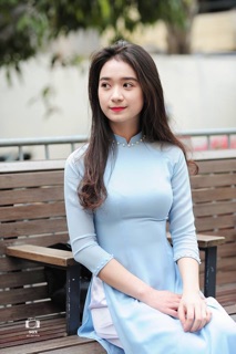 [Thanh lý]Bộ áo dài lụa Nhật xanh da trời