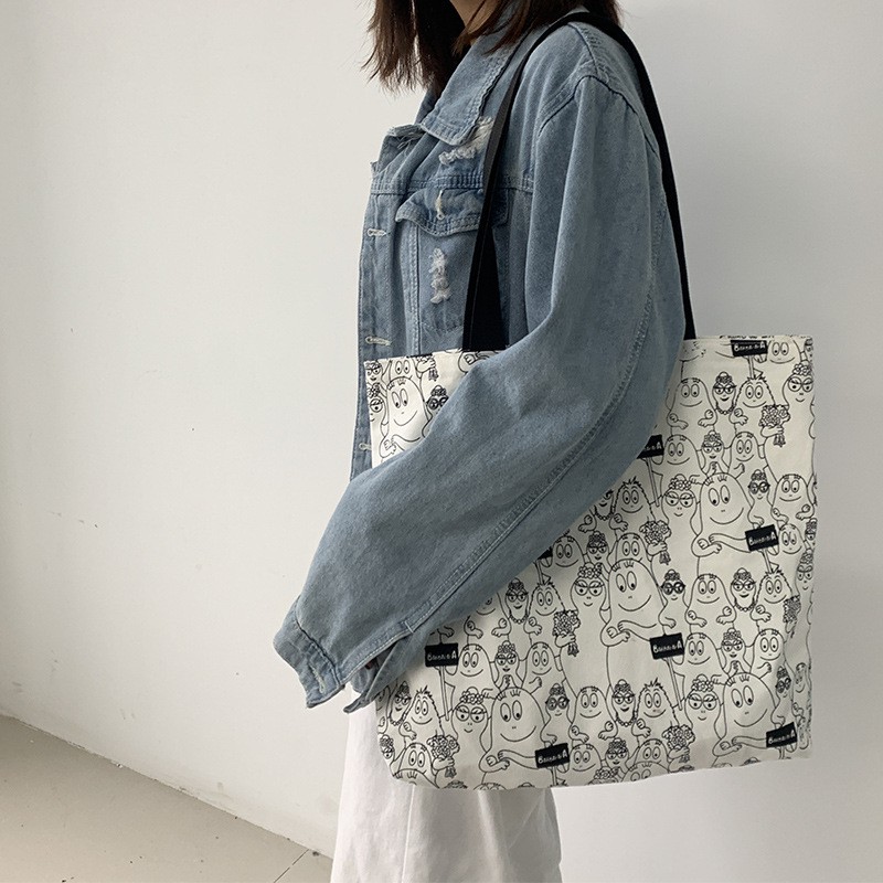 Túi xách Canvas họa tiết dễ thương hợp thời trang cho nữ