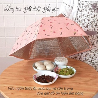 Lồng bàn giữ nhiệt gấp gọn 6 cạnh có khung sắt