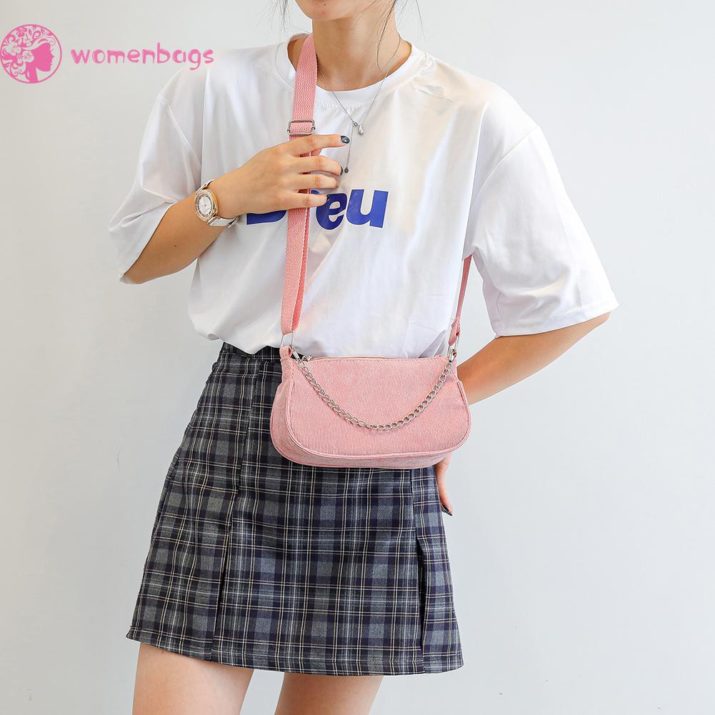 Túi đeo chéo vải nhung màu trơn có khóa kéo nhỏ nhắn thanh lịch thời trang cho nữ | BigBuy360 - bigbuy360.vn