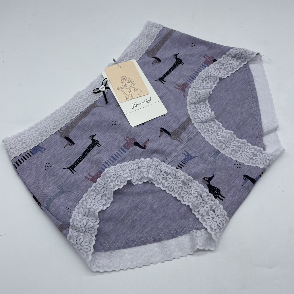 Quần lót cotton viền ren , quần lót nữ dễ thương mông dưới 95cm 1022 không gian eva KGE