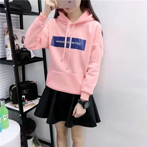 Áo Hoodie Tay Dài Dáng Rộng Phong Cách Học Sinh